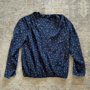 100% Silk Navy blue silk long sleeve top from Madewell